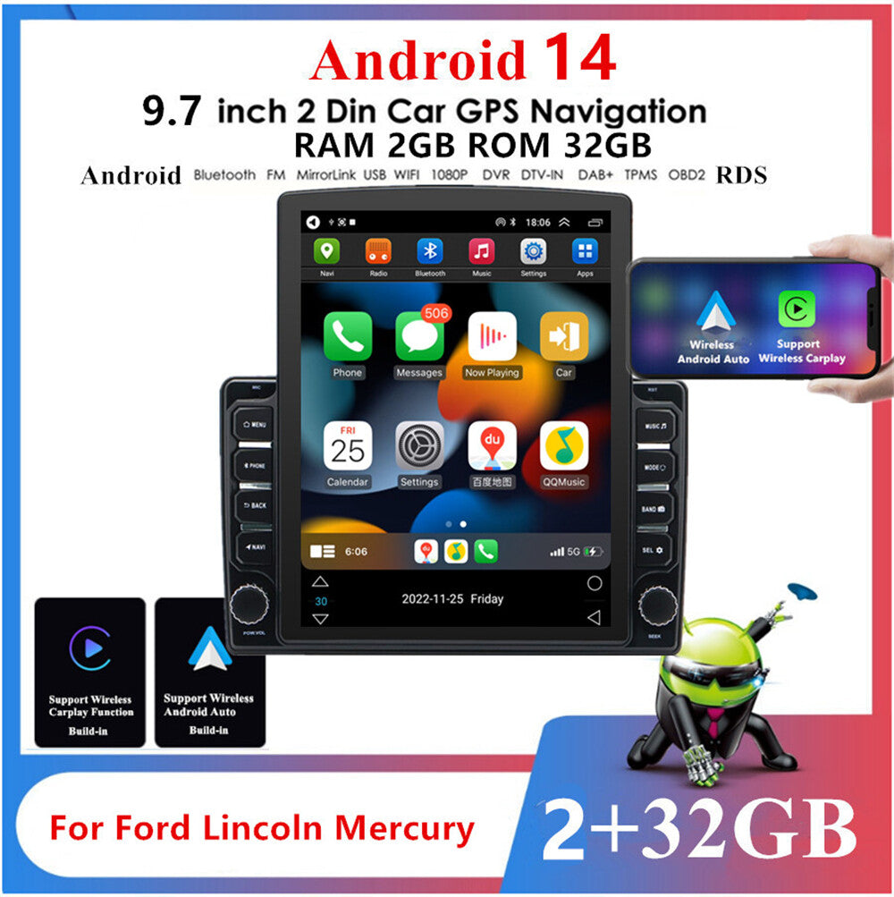 9.7''Head Unit Car Stereo Radio GPS Navigation 2+32GB For 2004 - 2008 for Ford F150