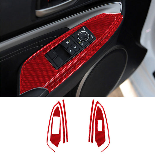 Red Carbon Fiber Door Window Control Cover Trim for Lexus RC300 350 200T 2015-20