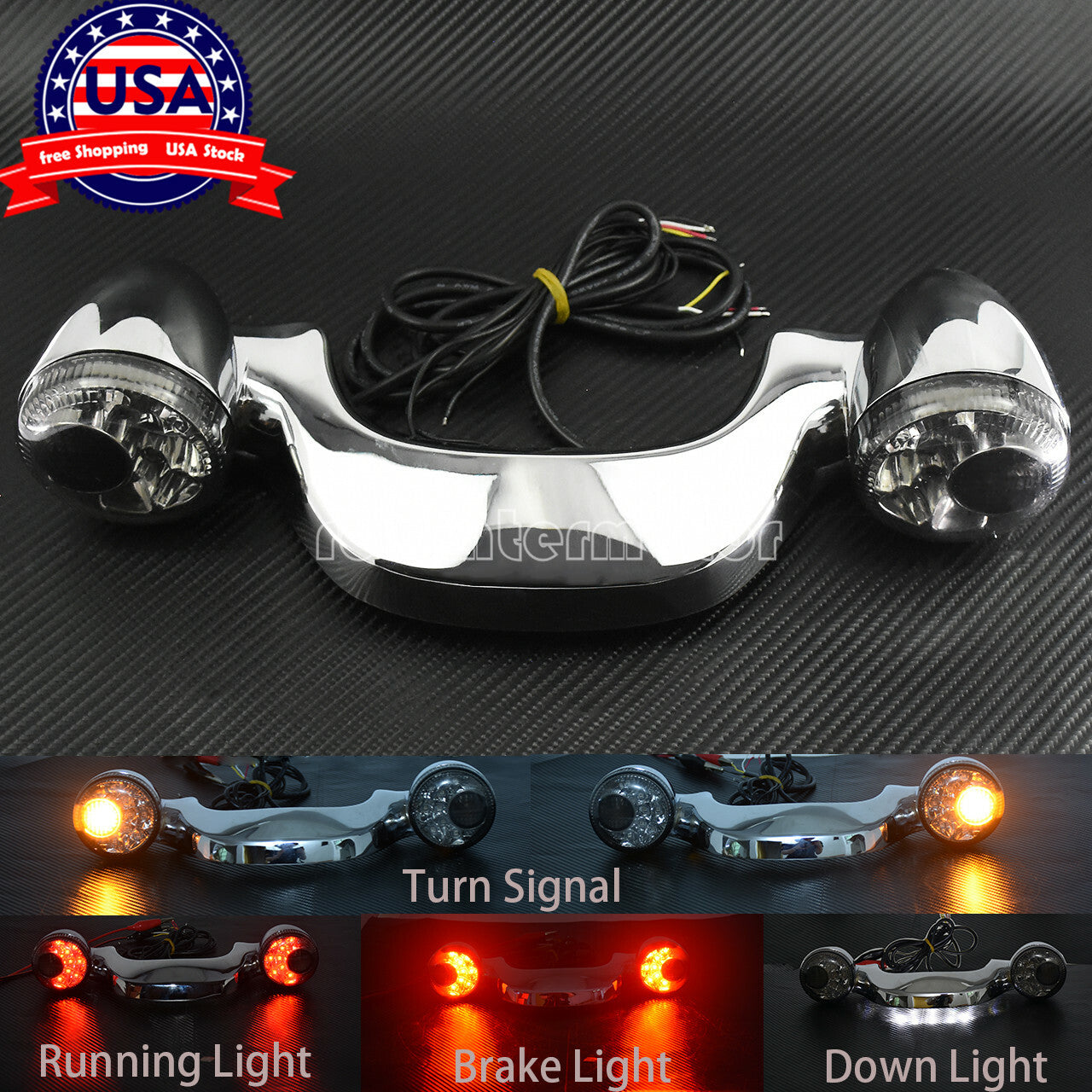 Chrome Rear Turn Signal Brake Light Bar Fit for Harley Touring Road Glide 10-21