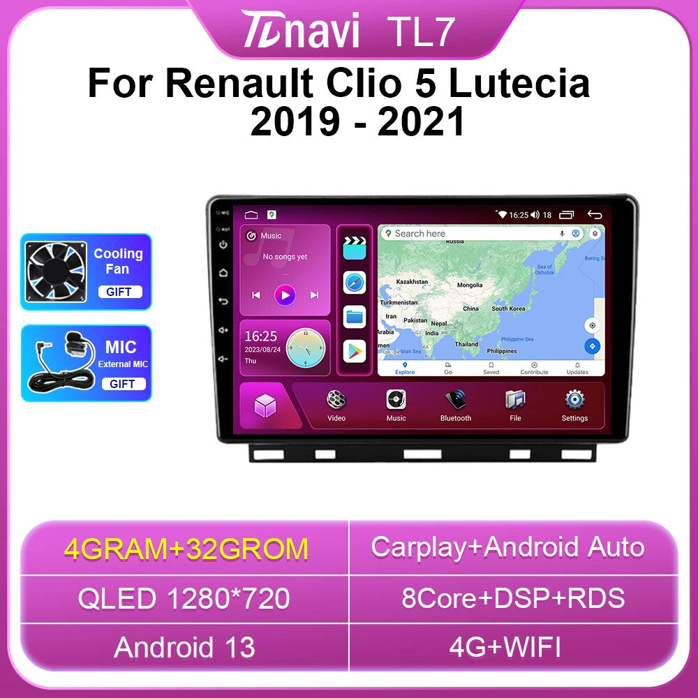 for Renault for Clio 5 Lutecia 2019-2021 Stereo CarPlay Car Radio GPS Player Screen