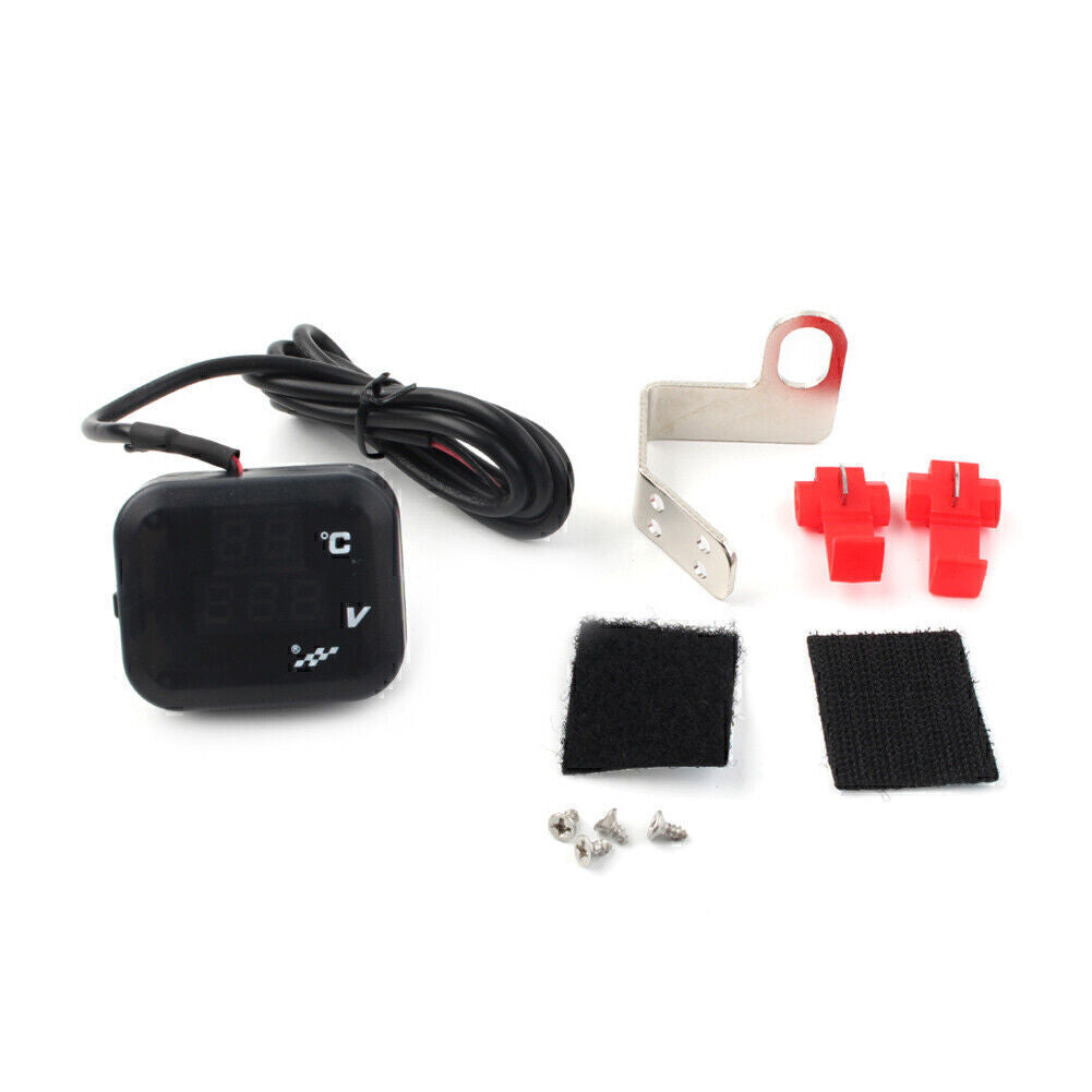 Lufttemperaturanzeige LED Voltmeter Spannung Thermometer Messger?t USB Motorrad