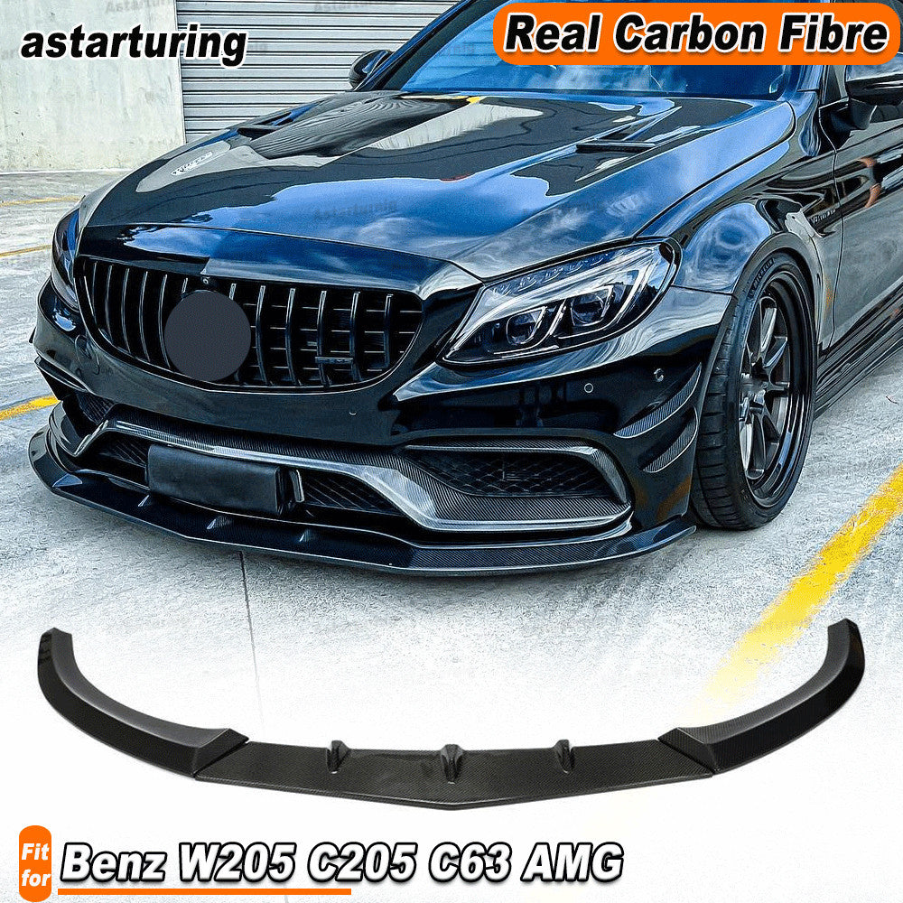 Fit for Mercedes W205 C205 C63 2015-20 REAL CARBON Front Bumper Lip Spoiler