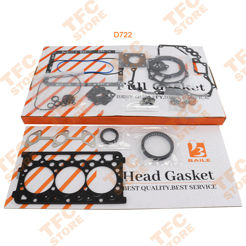 For Kubota D722 Full Head Gasket Set W/ Upper Lower Kit Fit Bobcat 316 320 322