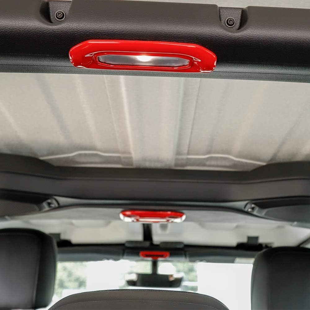 3Pcs Roof Reading Light Cover Trim Bezel for Jeep for Wrangler JL JLU 2018 Up Red
