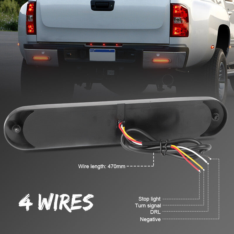 Flowing LED Brake Turn Signal Tail Lights Stop DRL Red/Amber Truck Trailer 9''