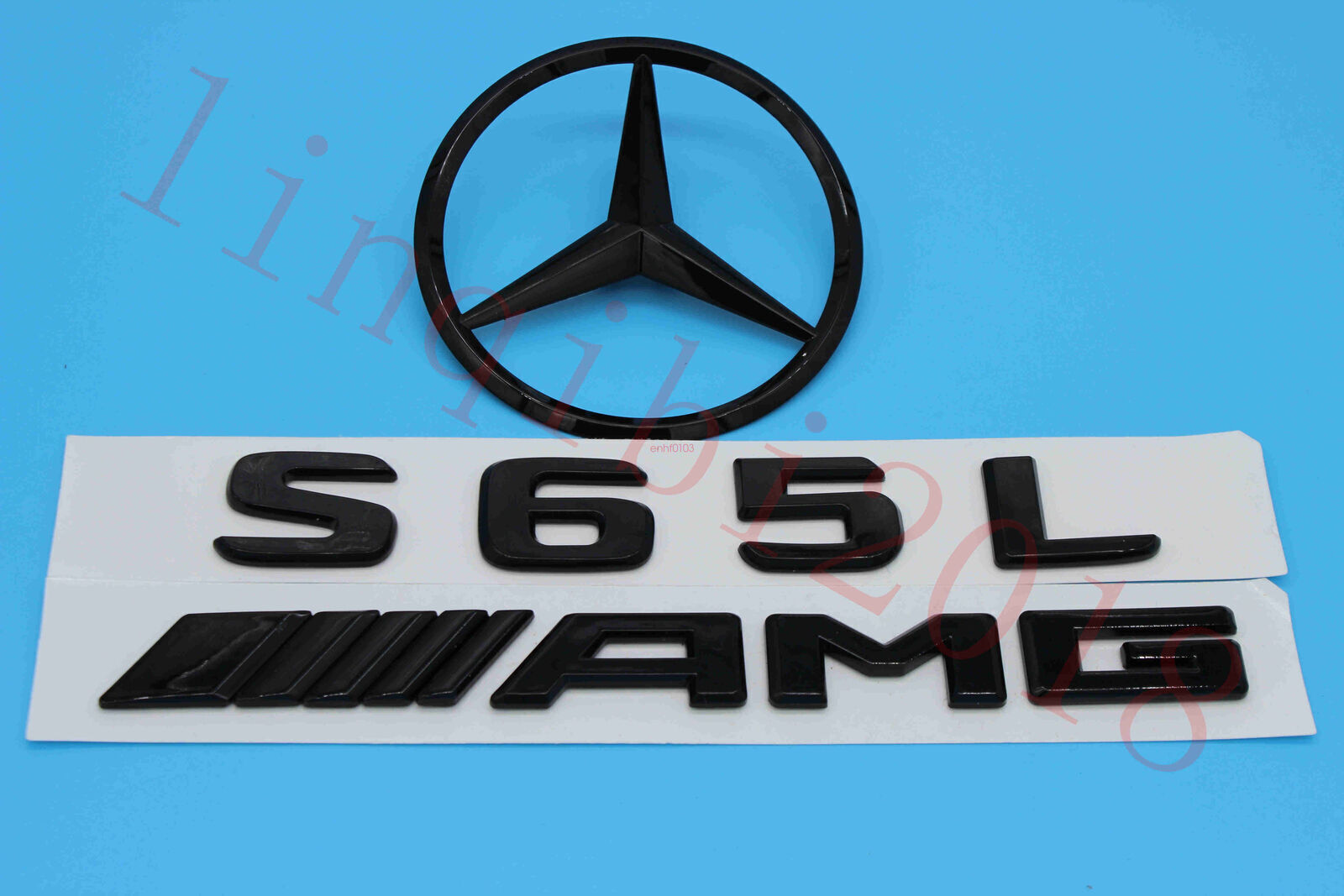 Gloss Black S65L AMG Trunk Logo Sticker Decal Emblem Badge Package for W221 S65L