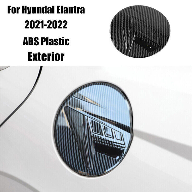 for Hyundai for Elantra 2021-2022 Carbon Fiber Look Fuel Tank Cap Oil Gas Cover Trim