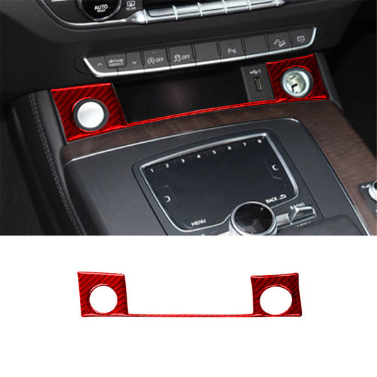 Red Carbon Fiber Engine Start Button Panel Sticker Trim for Audi Q5 2018-2021