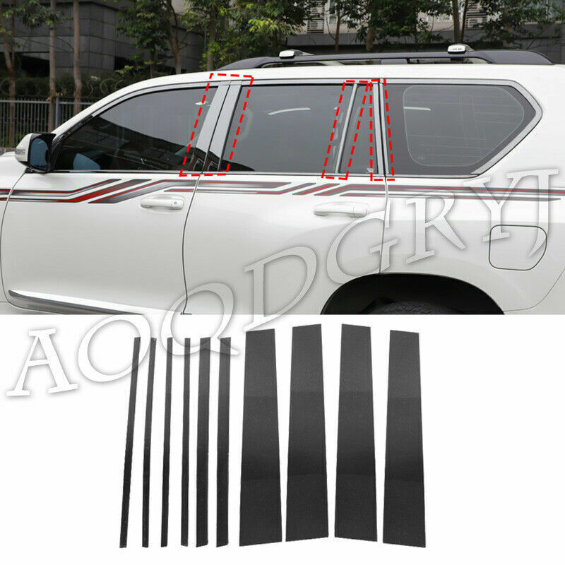 for Toyota Prado Fj150 2010-21 Door Window Black Steel Pillar Post Cover Kit 10x