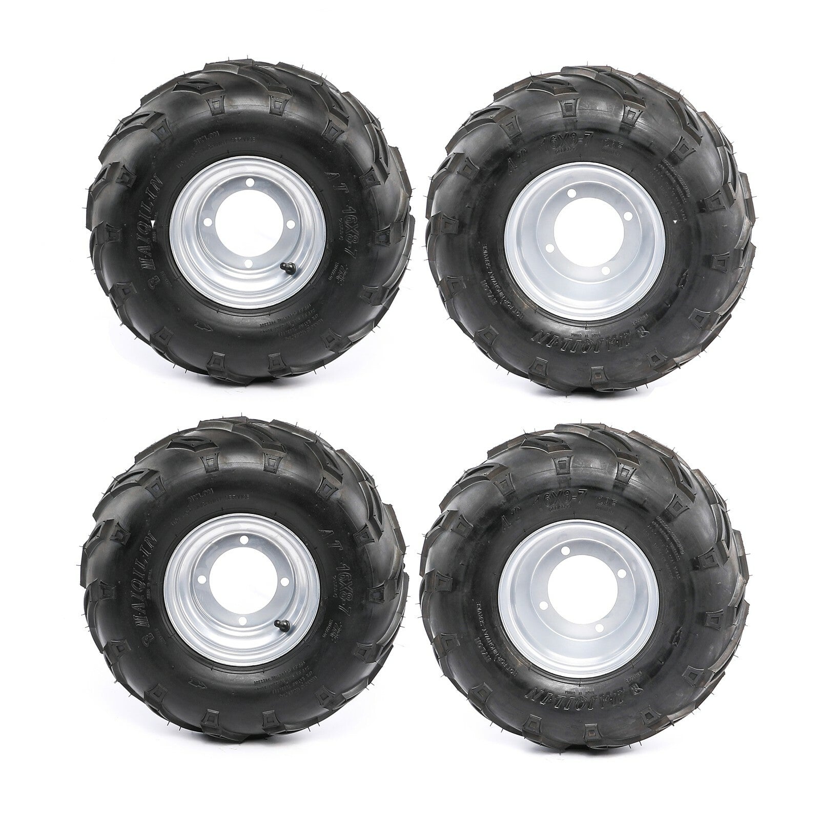 4pc Front Rear 7 Wheels 16x8-7 Tyre Rim 4 stud Go Kart Buggy Quad Lawn Mower
