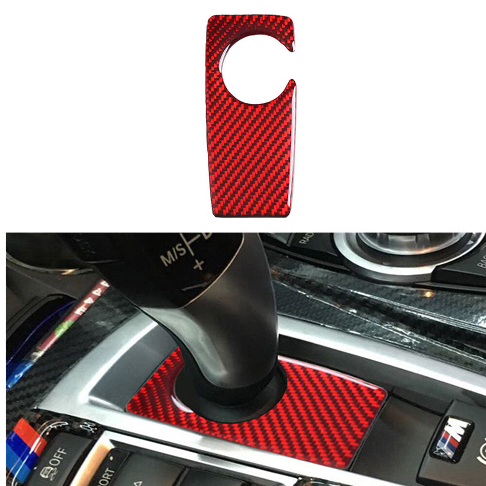 Red Carbon Fiber Gear Shift Deocoration Cover Trim for BMW 5Series F10 2011-2017