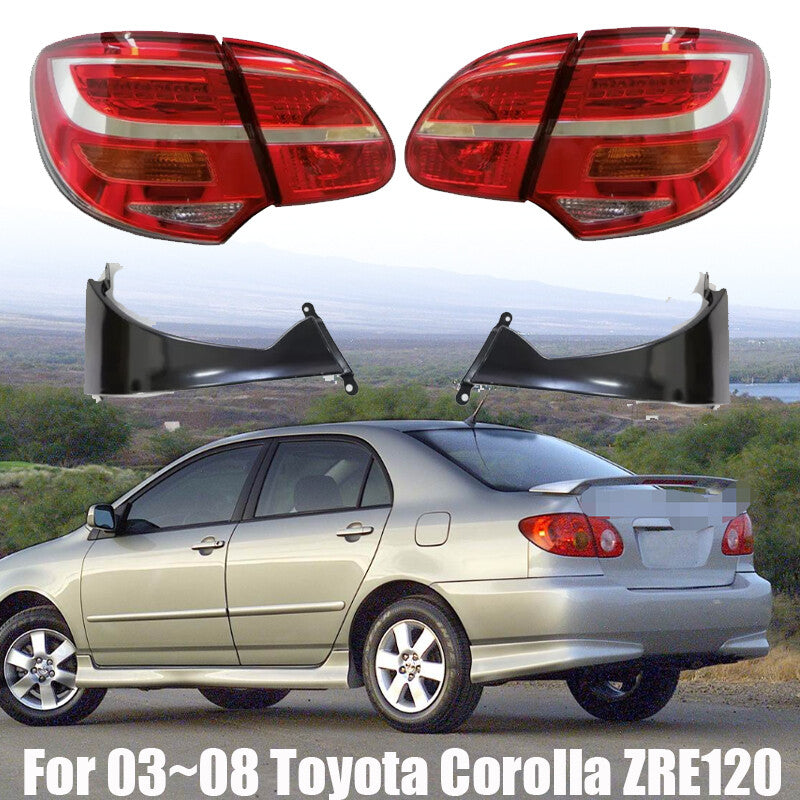 4pcs Led Tail Lights Lamp For 03~08 for Toyota for Corolla ZRE120 Red/Clear +cover bases