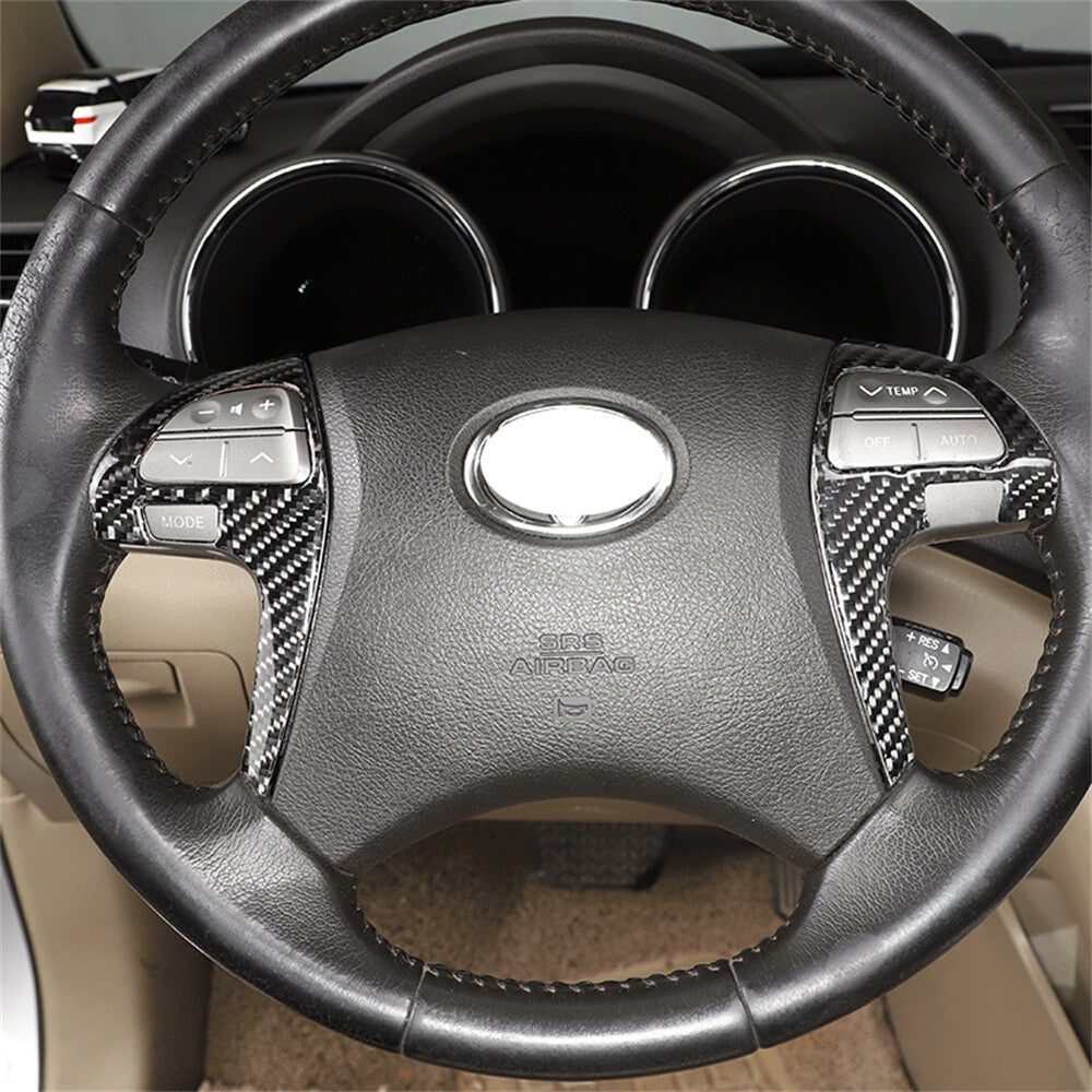 Carbon Fiber Interior Steering Wheel Button Trim for T@yota Highlander 2009-2013