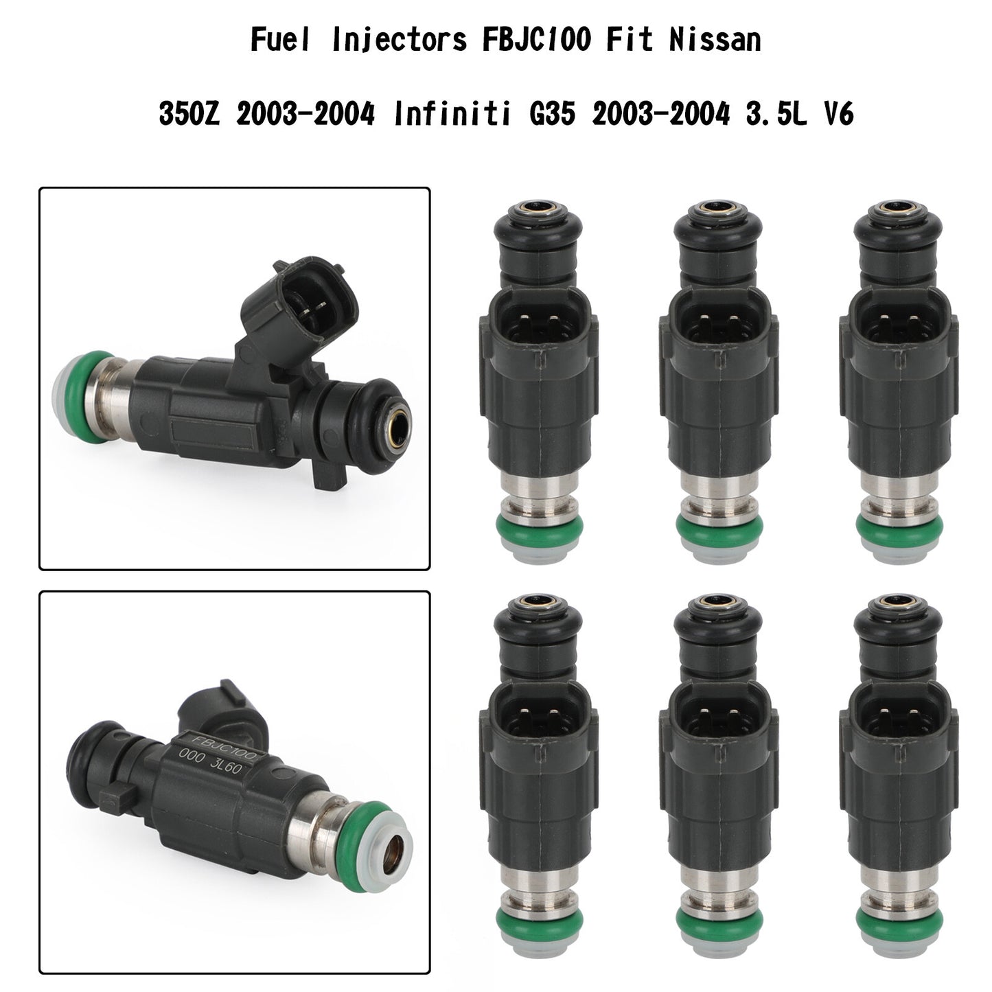 6-pack FBJC100 fuel injectors suitable for Nissan 350Z (03-04) and for Infiniti G35 (2003-2004).