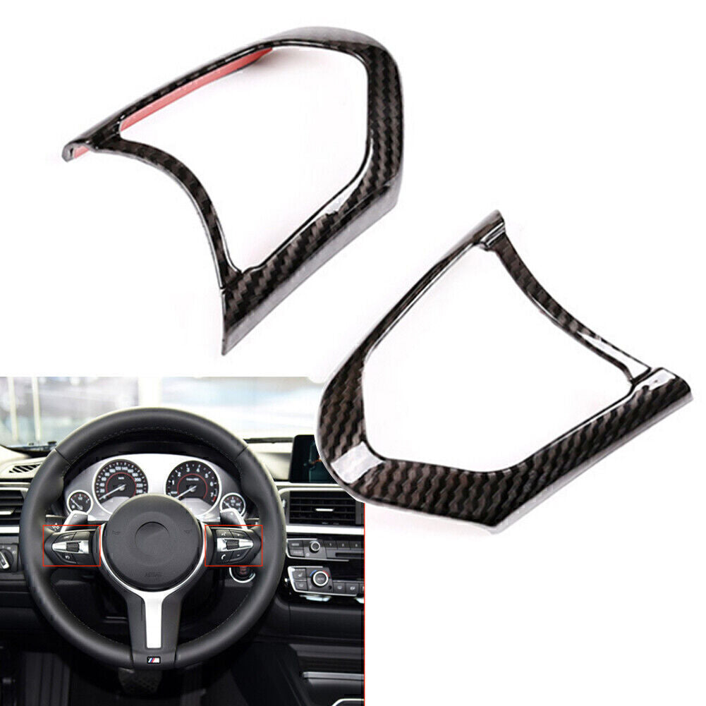 2x Carbon Fiber Steering Wheel Frame Decoration Cover Trim Fit for BMW M3 M4 M5 X5