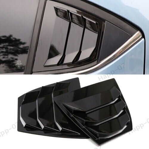 for Mazda 3 Axela 2014-18 Glossy Side Black Rear Window Louvers Shutters Trim 2X