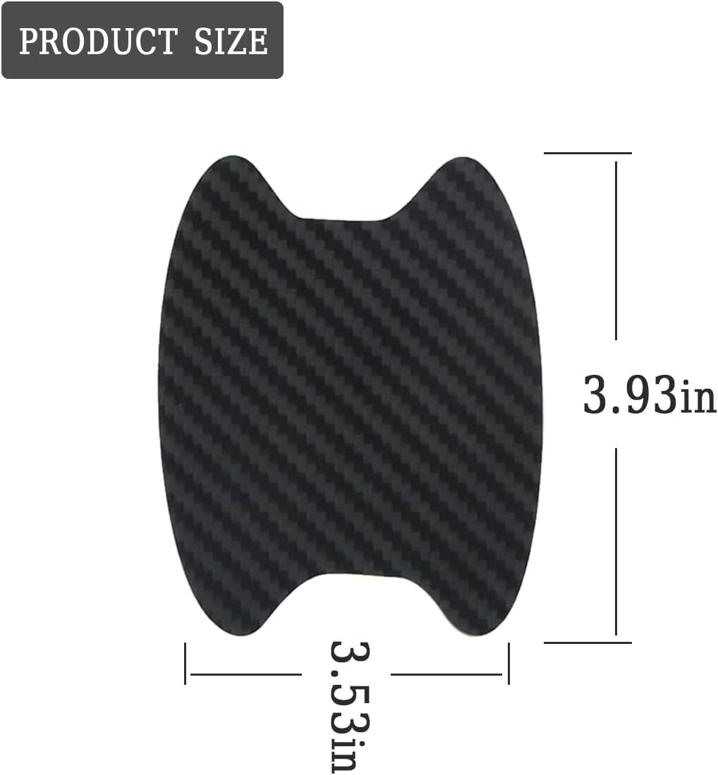 8Pcs Yellow Carbon Fiber Car Door Handle Anti-Scratch Protector Film Sticker