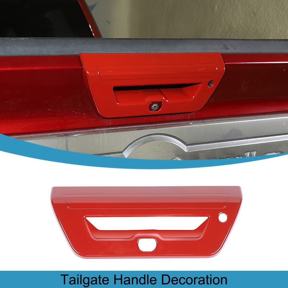 Red ABS Tailgate Door Grab Handle Cover Trim Decor Bezel for Ford F150 2015-2020