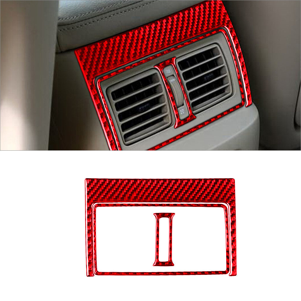 3Pcs Red Carbon Fiber Interior Rear Air Vent Cover Trim Fit for Lexus GS