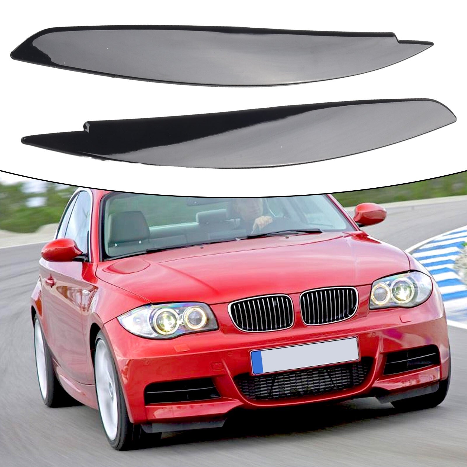 Black Plastic Eyebrows For 1 Series E87 E88 E81 E82 Eyelids Brows 2008-13
