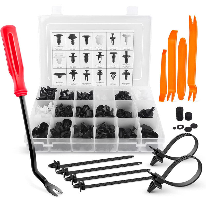 415-piece pack of car fasteners and clips, 18 sizes available, selling plastic rivets.