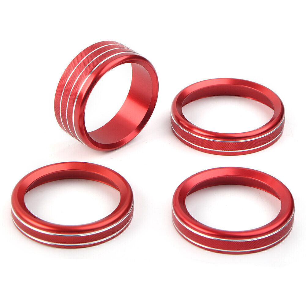4x Red Air Conditioner Switch Knob Ring Cover Trim Fit 18-2020 for Jeep for Wrangler JL