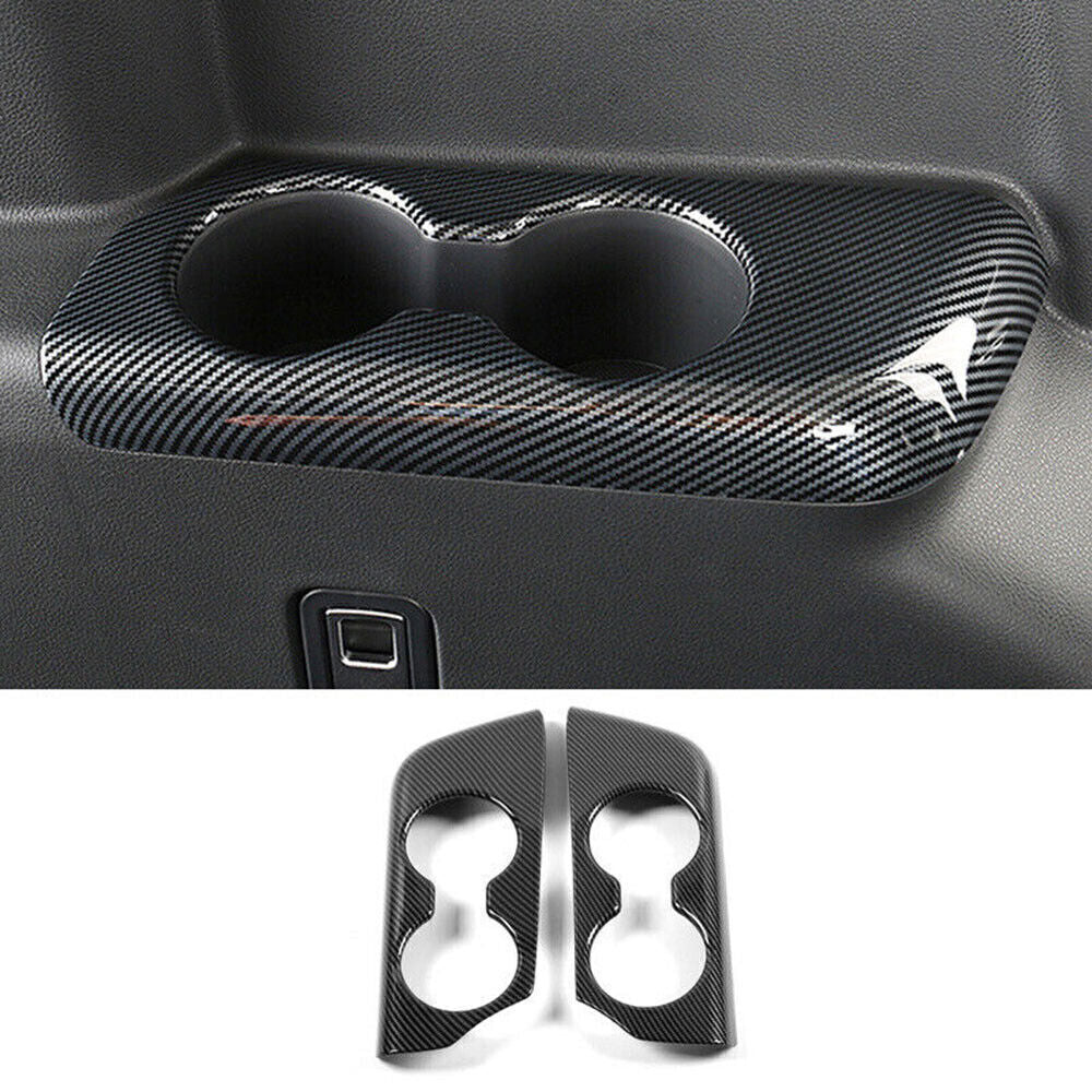 2P Carbon Fiber Rear Lr Water Cup Panel Cover Trim for Toyota Highlander 20-24