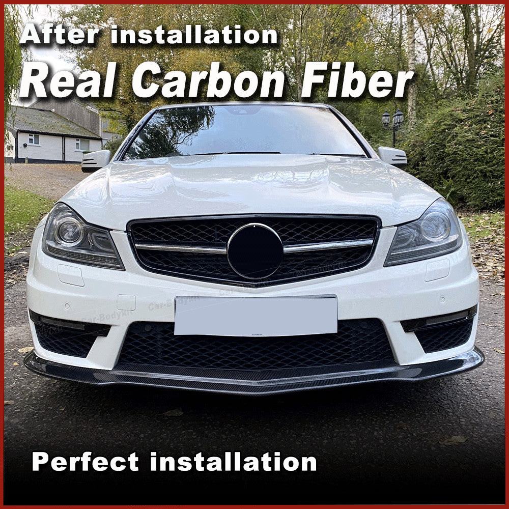 for Mercedes-Benz W204 C63 Bumper 2012-14 REAL Carbon Front Chin Lip Spoiler