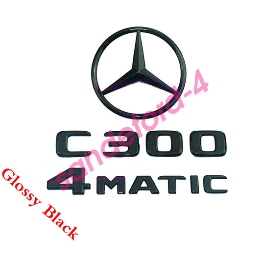C300 AMG 4MATIC rear star badge black letter badge logo set for Mercedes W205 SEDAN