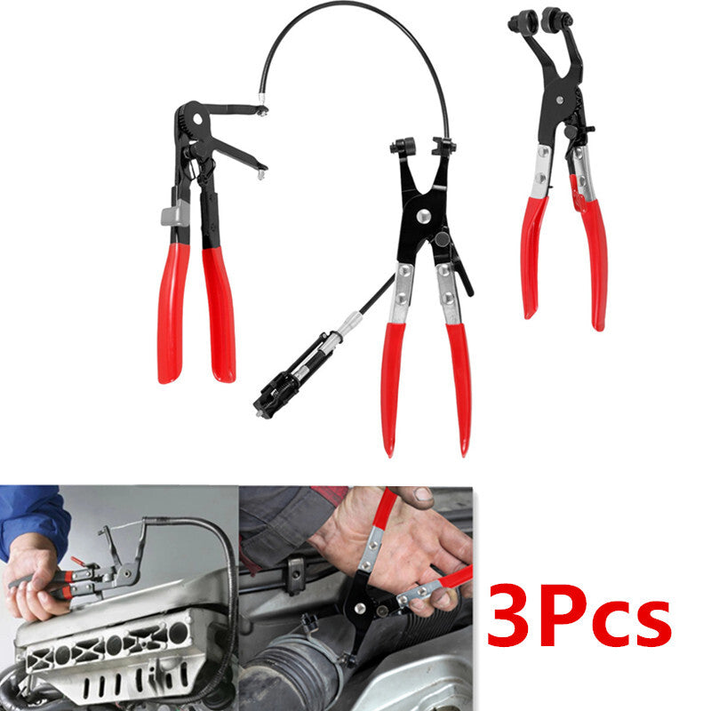 Car Coolant Radiator Heater Hose Clamp Long Reach Wire Spring Pliers Remover 3Pc