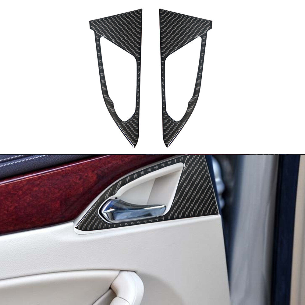 2 Rear Door Handle Trim Cover Panel Carbon Fiber for CADILLAC CTS SPORT 2008-UP