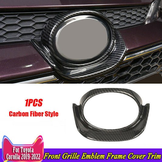 for Toyota for Corolla 20-2024 Carbon Fiber Front Grille Emblem Frame Cover Trim 1P