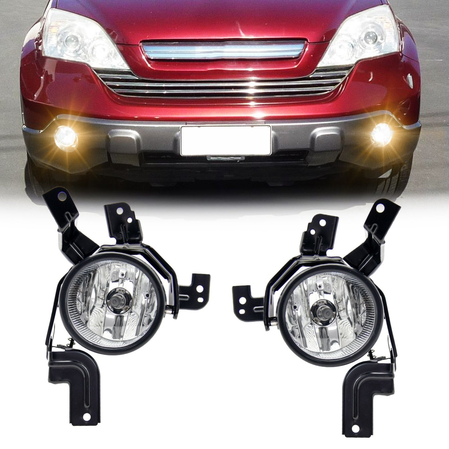 Fog light assembly suitable for 2007, 2008, and 2009 for Honda CRV. Switch and wiring kit transparent.