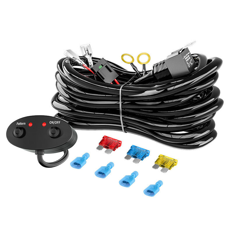 12V 18AWG 2-lead LED strip wiring harness with switch, relay, blade fuse kit