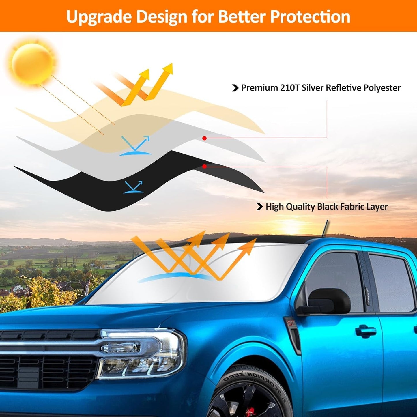 Custom for Ford Maverick 2022-2025 Windshield Sun Shade Cover Heat Block Visor