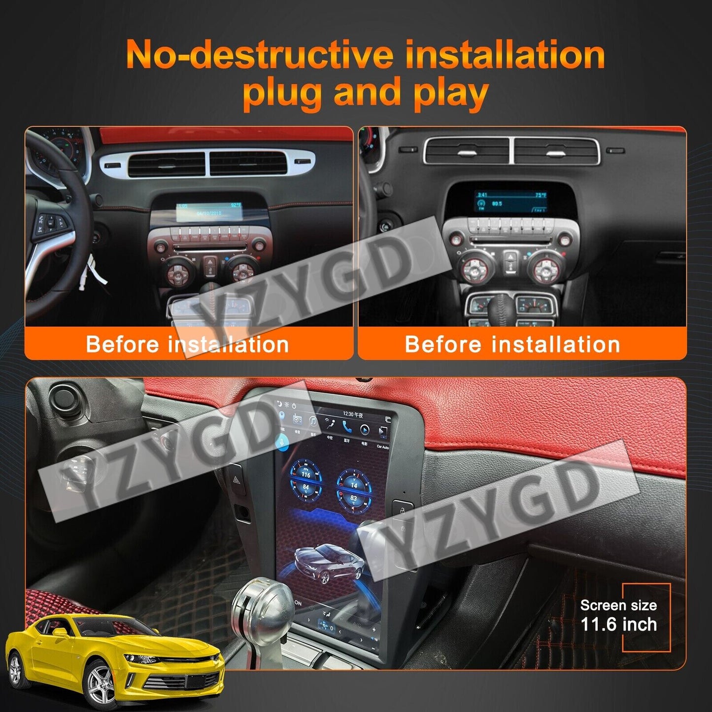 for Chevrolet Camaro 2010-2015 Car Radio Carplay Stereo Receiver 256GB Screen
