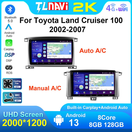for Toyota for Land Cruiser 100 LC100 2002-2007 CarPlay Car Radio GPS Player Screen