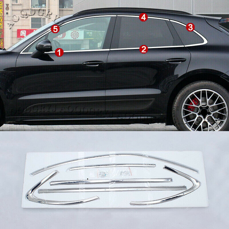 for Porsche Macan 2014-2019 Chrome Window Sill Moulding Pillar Trim Cover Steel