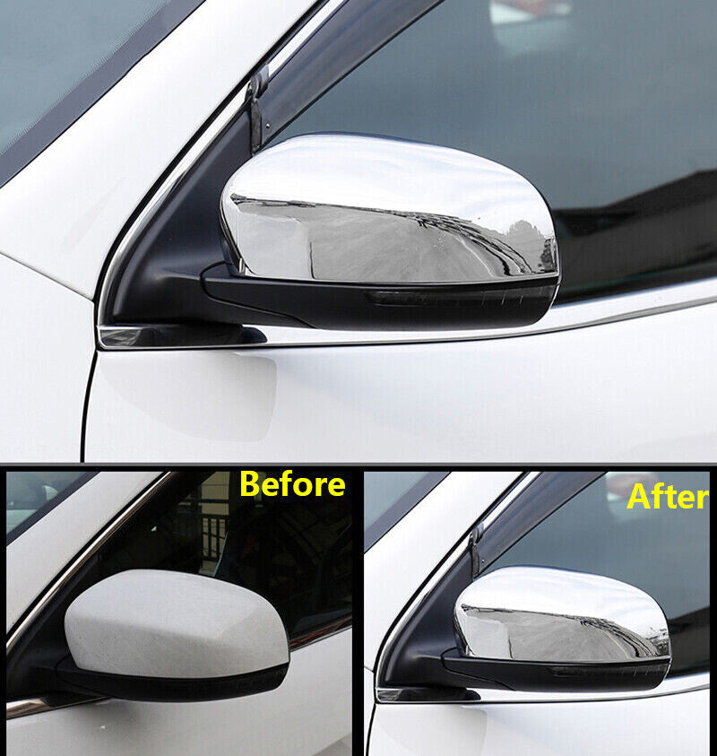 2P for Jeep Cherokee 2014-2021 Chrome Rearview Side Door Mirror Cover Trim Cap