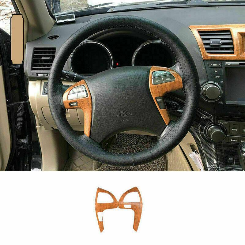 Wood Grain Look Steering Wheel Switch Cover Trim for Toyota Highlander 2008-2013