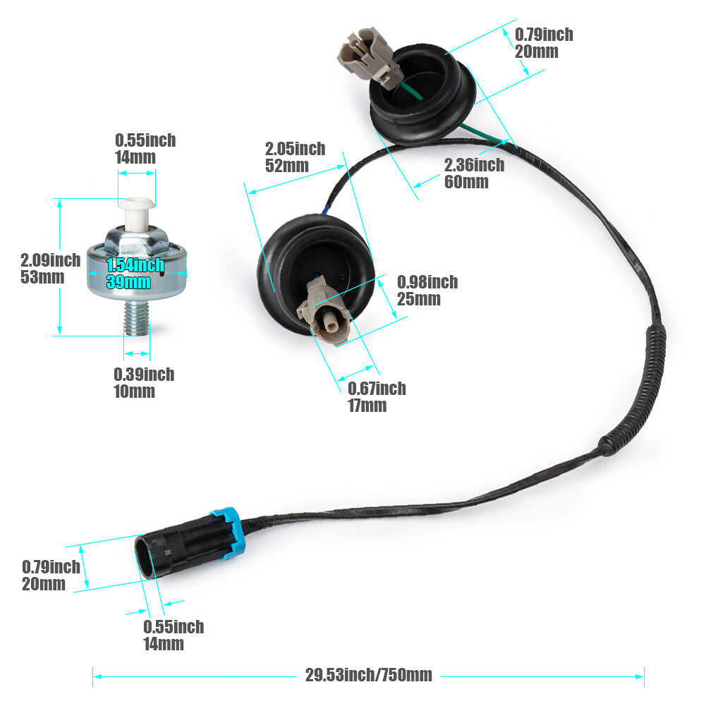 Knock Sensor w/Harness for Chevy for GMC 1500 2500 for Cadillac for Hummer H2 4.8L 5.3L 6.0L