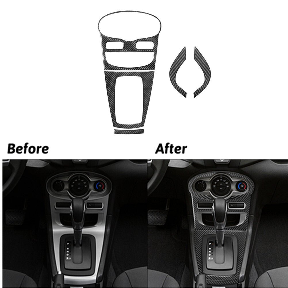 5Pcs Carbon Fiber Climate Control Console Cover Trim for Ford Fiesta 2011-2015
