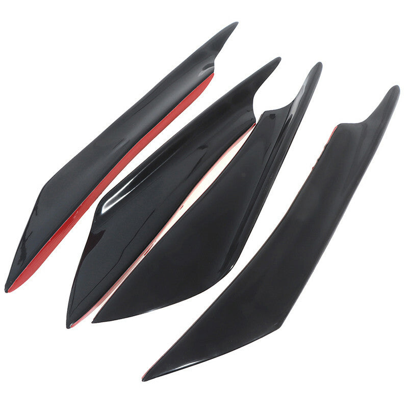 4Pc Car Bumper Lip Spoiler Wing Splitter Side Kit Trim Canards Diffuser Chin Fin