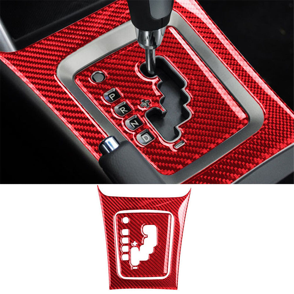 2x Red Carbon Fiber Interior Gear Shift Cover Trim for Subaru Forester 2009-2013