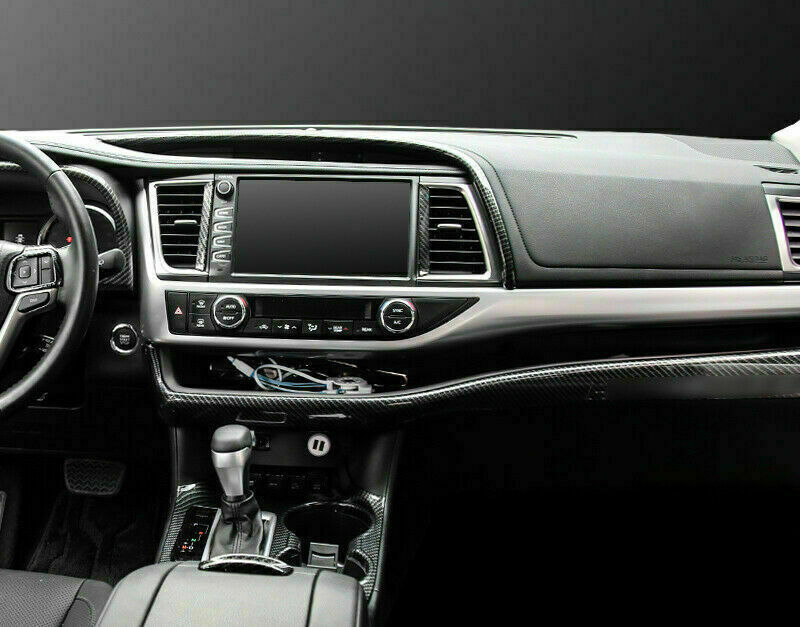Carbon Fiber Central Console Navigation Trim Strip for Toyota Highlander 2014-19