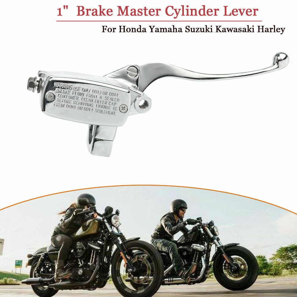 Motorcycle 1 Handlebar Chrome Hydraulic Brake Master Cylinder Lever Universal