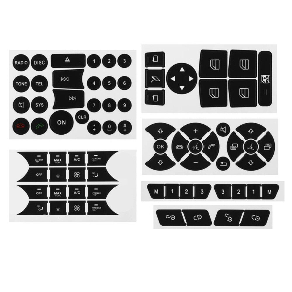 AC Control Radio Dash Button Repair Kit Sticker for Mercedes-Benz 2007-2014