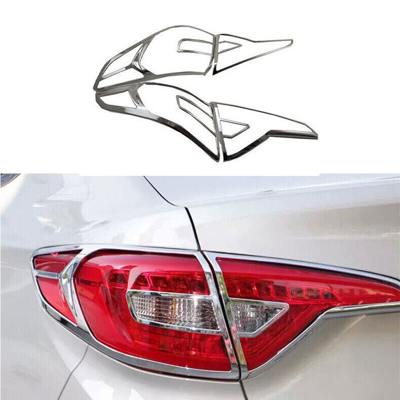 4x for Hyundai Sonata 2015-2017 Chrome ABS Rear Tail Light Lamp Frame Cover Trim