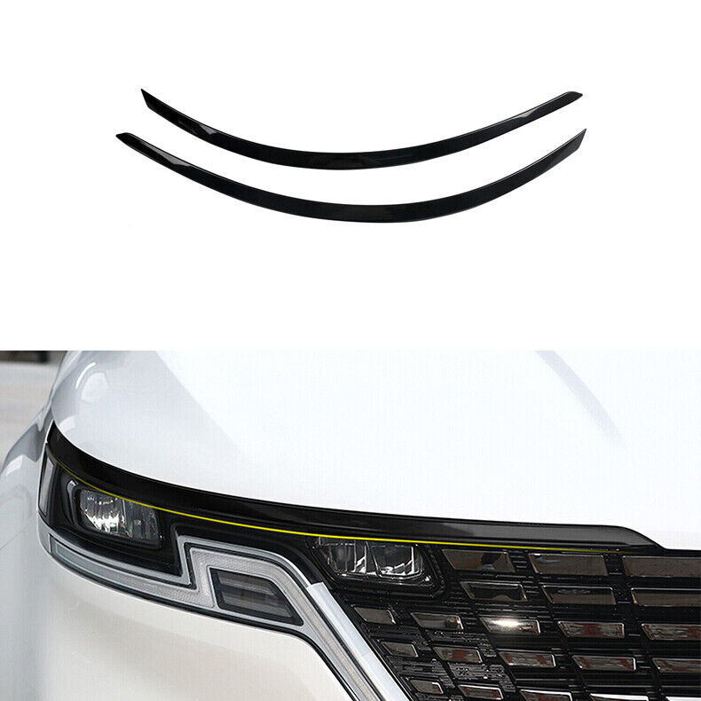 for Kia Carnival 2022-23 Glossy Black ABS Headlight Eyelid Trim Cover Eyebrow 2x
