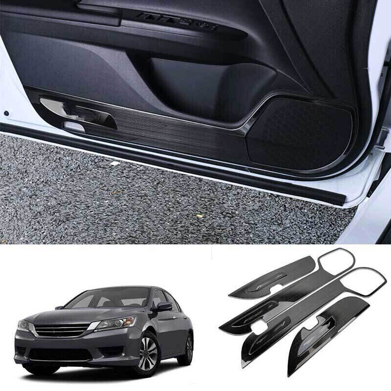 for Honda Accord 14-17 Black Steel Side Door Anti-Kick Pad Protective Cover Trim